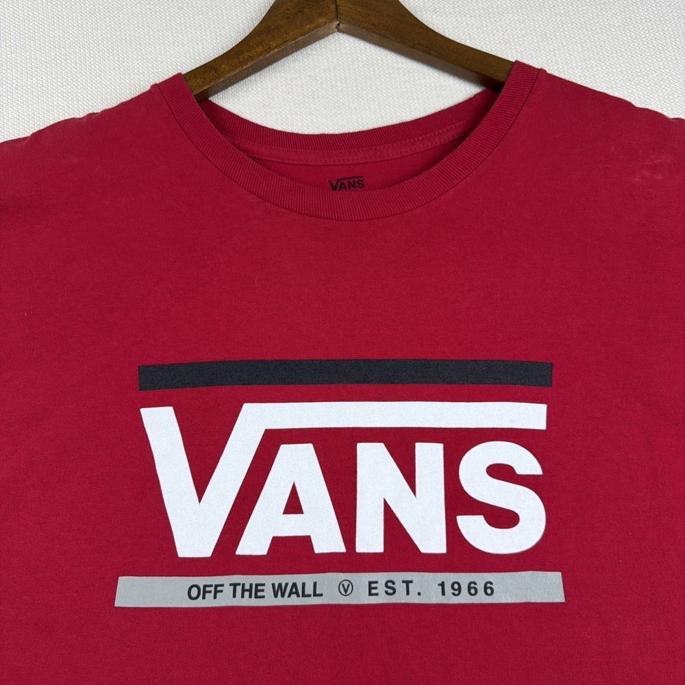 VANS Crew Neck T-Shirt Mens Size XXL Red Short Sleeve 100% Cotton Skater Casual - Picture 9 of 10